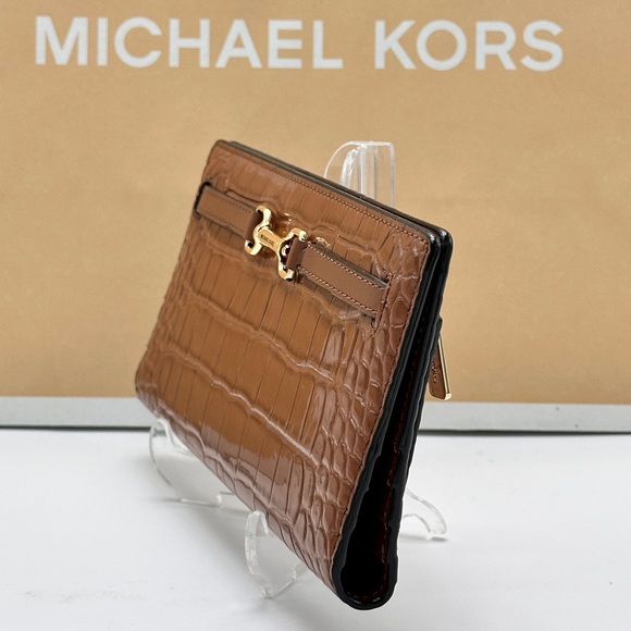 Michael Kors Carson Large Crocodile Embossed Wallet Luggage - Picture 5 of 13